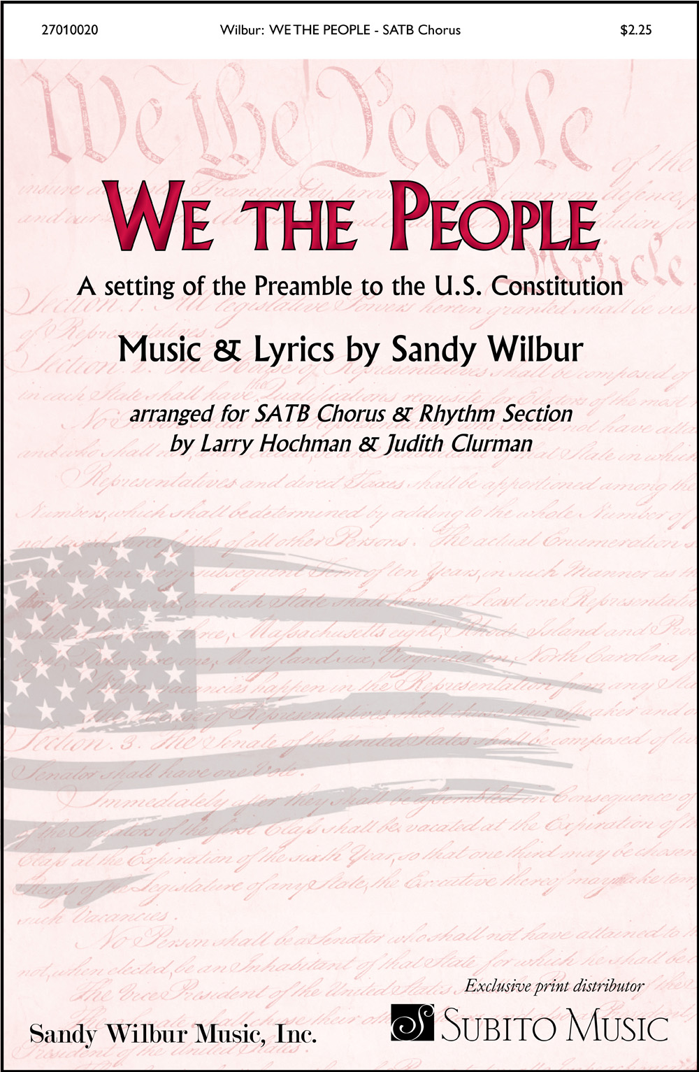 We the People for SATB Chorus & Piano Discount Lot of 20 (with opt. Synthesizer, Guitar, Bass, Drums)